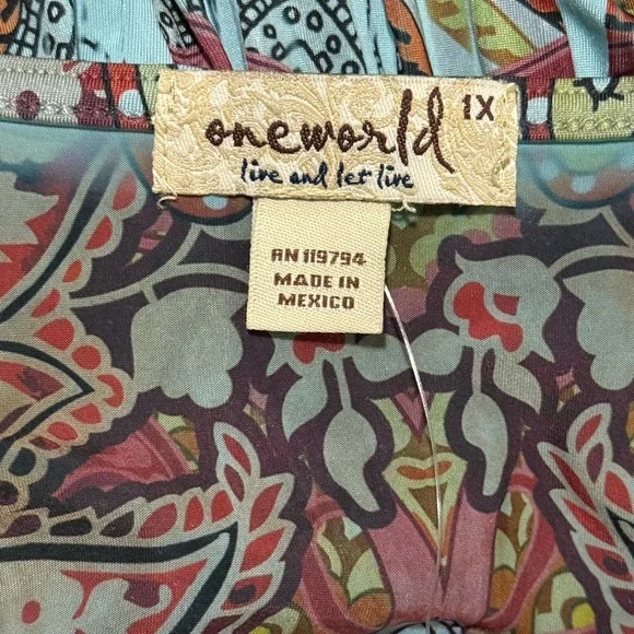 One World Multicolor Maxi Dress, 1X - Picture 3 of 4